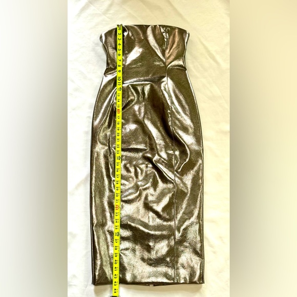 METALLIC SHINY MIDI NIGHT DRESS Fabric imitation leather - Picture 10 of 15